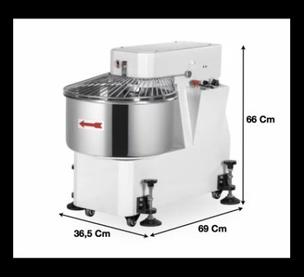 Pétrin à spirale avec tête fixe 1 vitesse 20 L